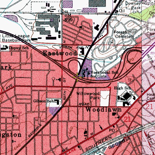 Topographic Map of Interchange 129, AL