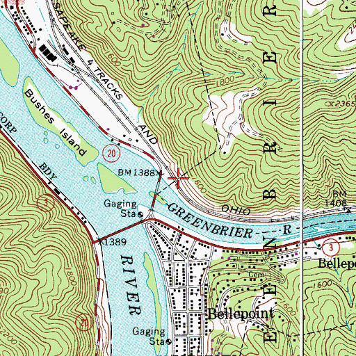 Topographic Map of Bellepoint Station (historical), WV