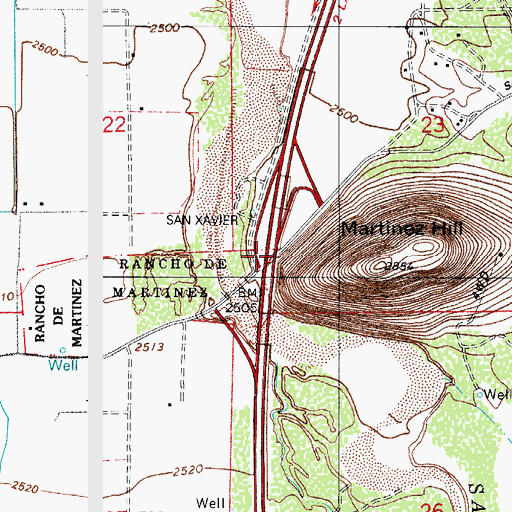 Topographic Map of San Xavier Interchange, AZ
