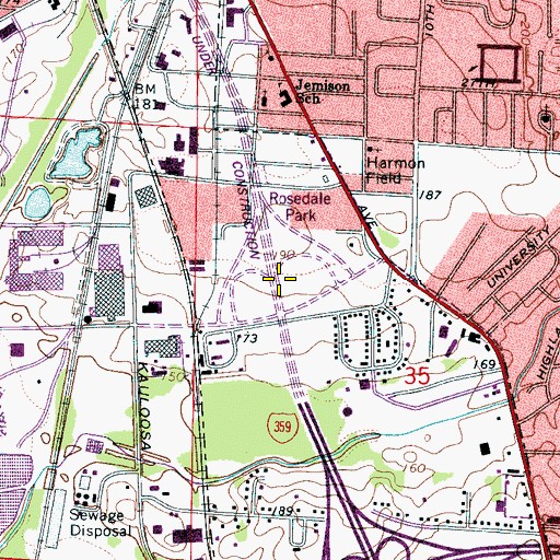 Topographic Map of Interchange 1, AL