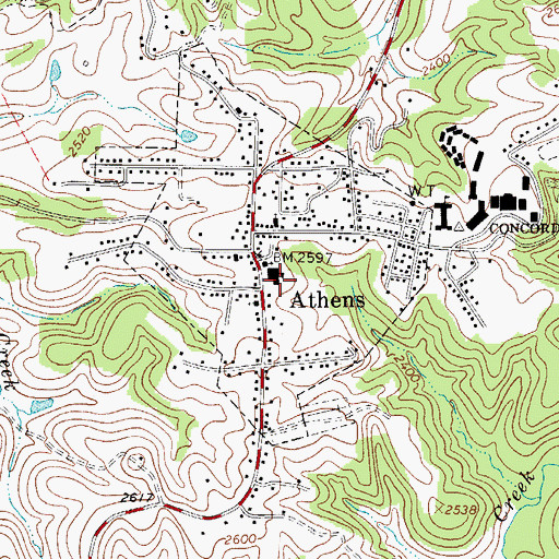 Topographic Map of Athens Elementary School (historical), WV