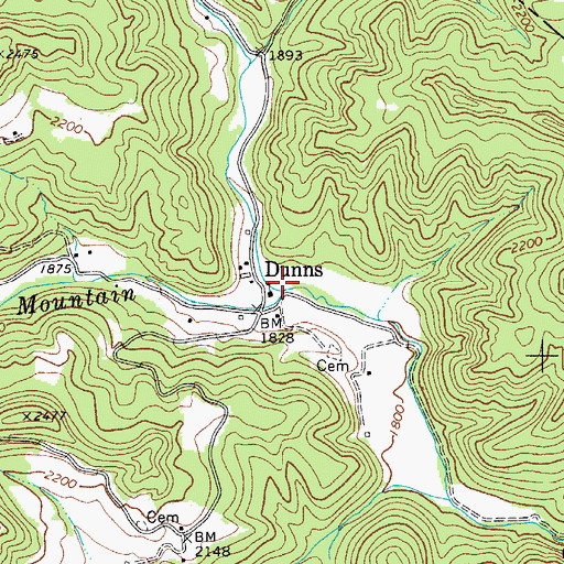 Topographic Map of Dunns Consolidated School (historical), WV