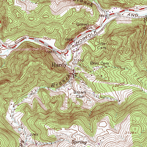 Topographic Map of Hardy School (historical), WV