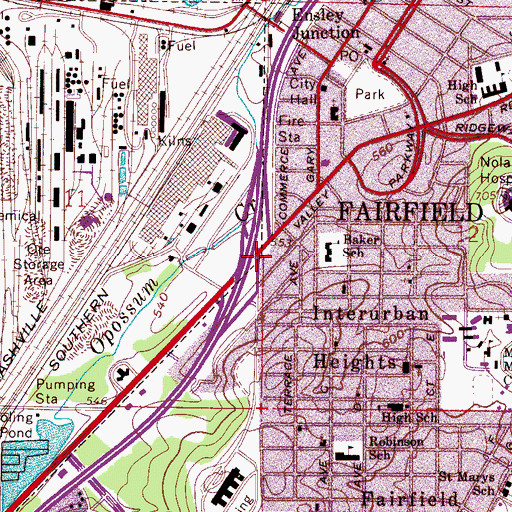 Topographic Map of Interchange 118, AL