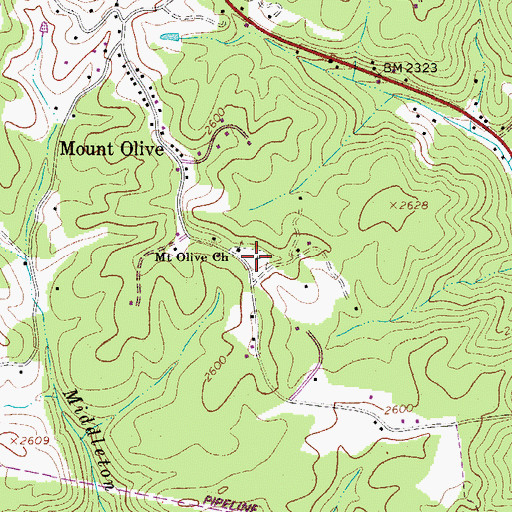 Topographic Map of Mount Olive Cemetery, WV
