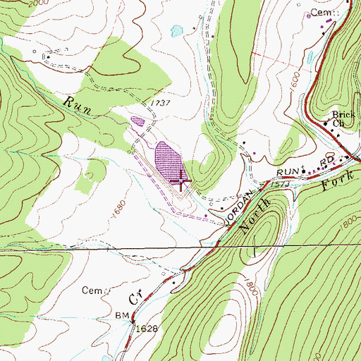 Topographic Map of Lunice Creek Structure Number 10 Dam, WV