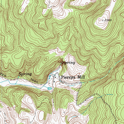 Topographic Map of Piercys Cave Spring, WV
