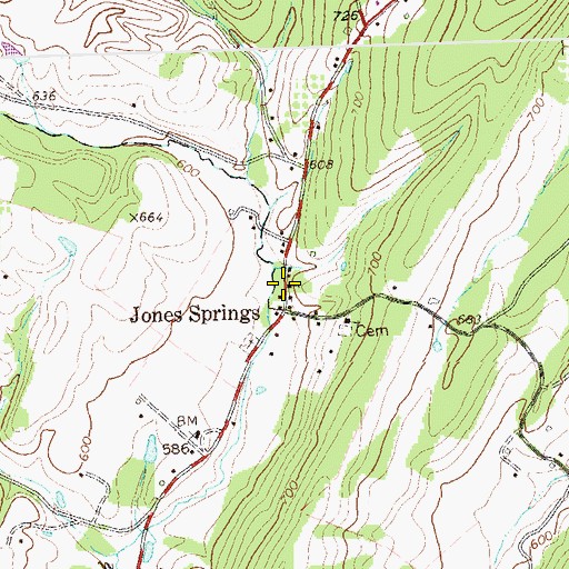 Topographic Map of Jones Spring, WV