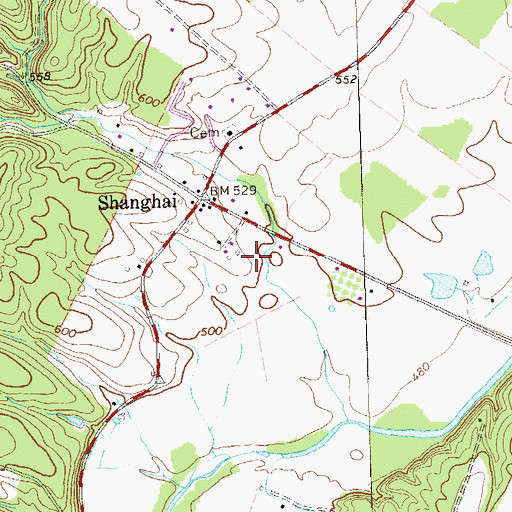 Topographic Map of Shanghai Sulphur Well Spring, WV
