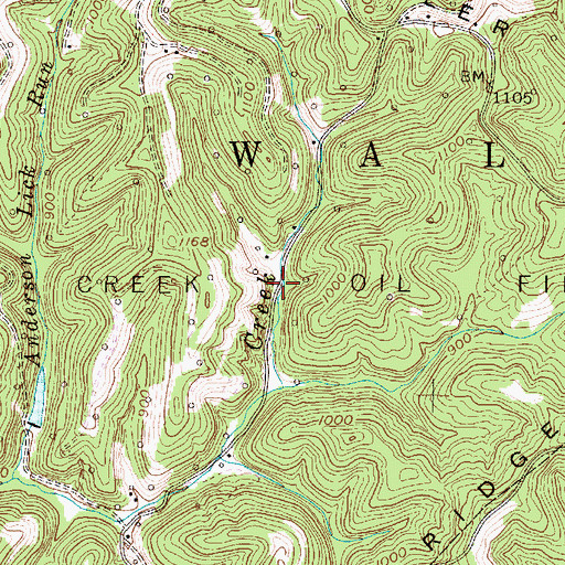 Topographic Map of Green Creek Oil Field, WV