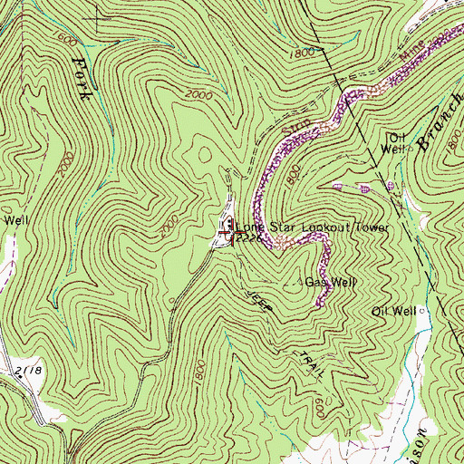 Topographic Map of Lone Star Lookout Tower, WV