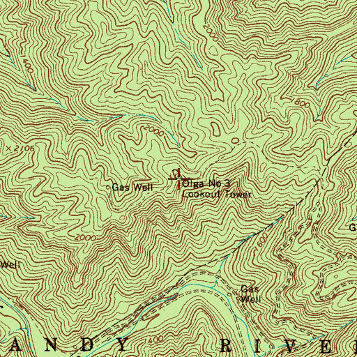 Topographic Map of Olga Number 3 Lookout Tower, WV