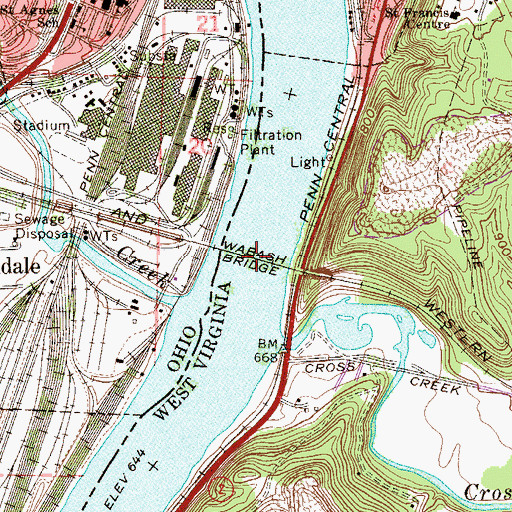 Topographic Map of Wapash Bridge, WV