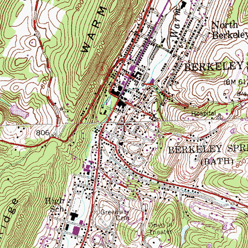 Topographic Map of Berkeley Springs Presbyterian Church, WV