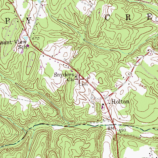 Topographic Map of Snyders Cemetery, WV