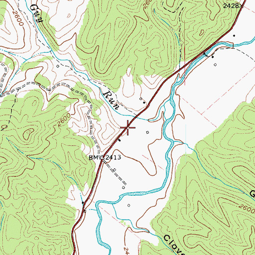 Topographic Map of Guy Run Spring, WV