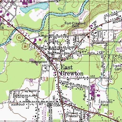 Topographic Map of East Brewton Church of God, AL