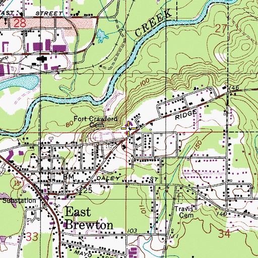 Topographic Map of First Baptist Church of East Brewton, AL