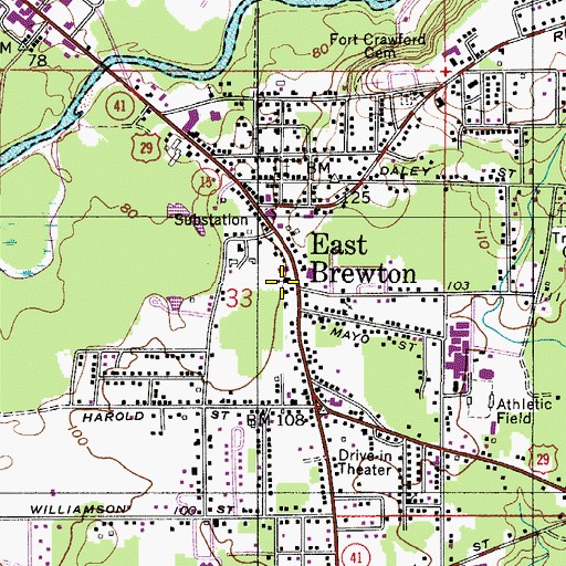 Topographic Map of First United Methodist Church of East Brewton, AL