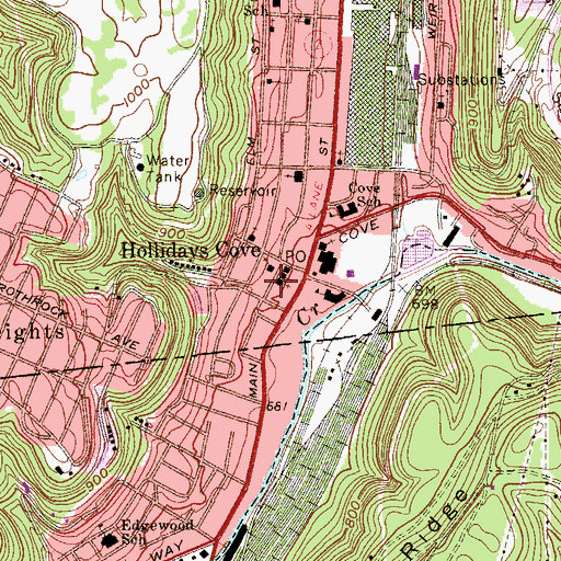 Topographic Map of Weirton Church of Christ, WV