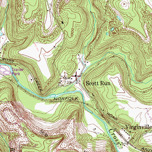 Topographic Map of Scott Run School (historical), WV