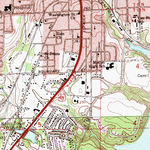 Topographic Map of Eufaula Square Shopping Center, AL