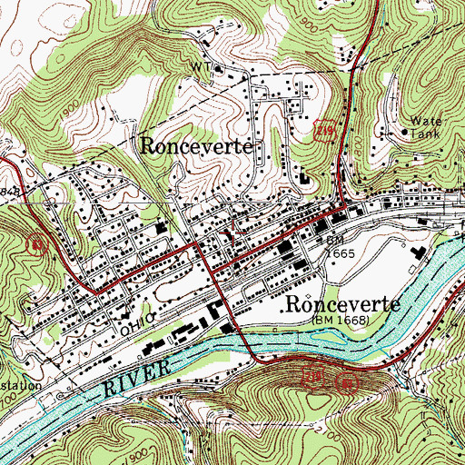 Topographic Map of Greenbrier Valley Hospital (historical), WV