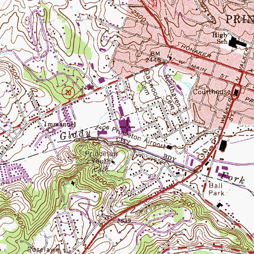 Topographic Map of Princeton Community Hospital, WV