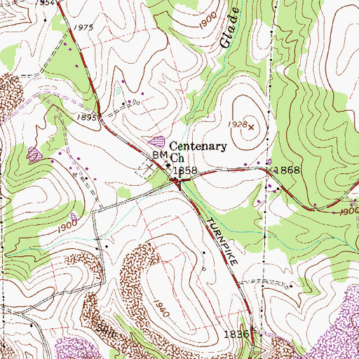 Topographic Map of Morgans Glade, WV