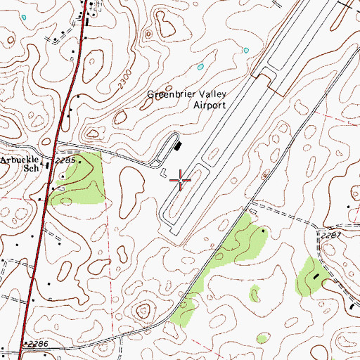 Topographic Map of Greenbrier Valley Airport, WV