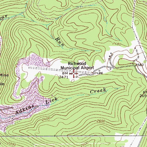 Topographic Map of Richwood Municipal Airport, WV