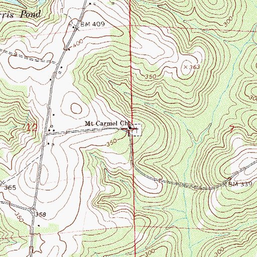 Topographic Map of Mount Carmel United Methodist Church, AL