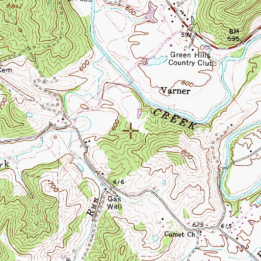 Topographic Map of Green Hills Country Club Lake Dam, WV