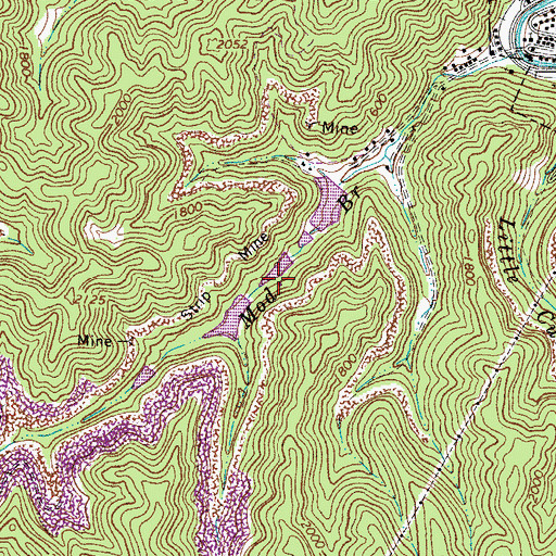 Topographic Map of Mod Branch Dam Number Three, WV