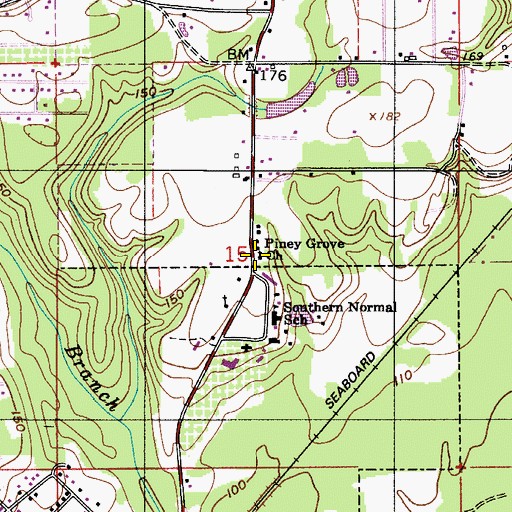 Topographic Map of Piney Grove Baptist Church, AL