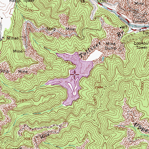 Topographic Map of Tolliver Branch Lake, WV