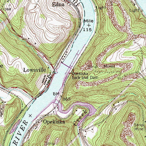 Topographic Map of Opekiska Pool, WV