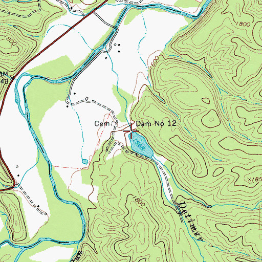 Topographic Map of South Fork Structure Number 12 Dam, WV