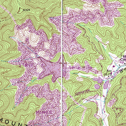 Topographic Map of Collins Fork Impoundment, WV