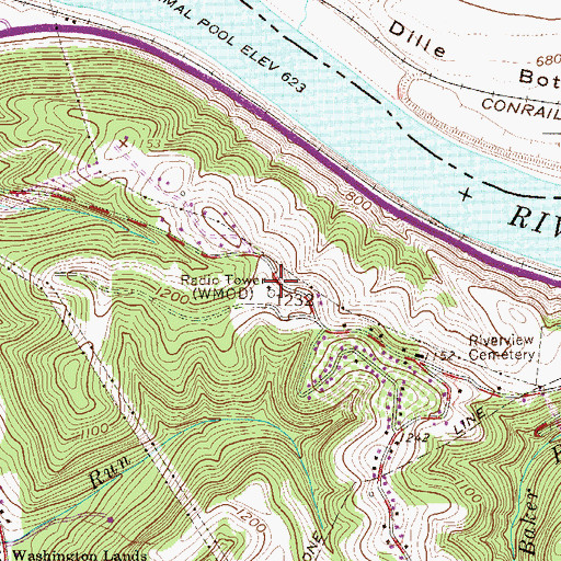 Topographic Map of WEIF-AM (Moundsville), WV