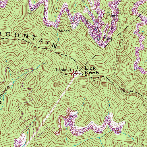 Topographic Map of WCIR-FM (Beckley), WV