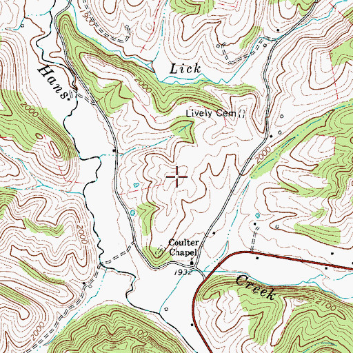 Topographic Map of WHFI-FM (Lindside), WV