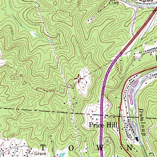 Topographic Map of WTNJ-FM (Mount Hope), WV