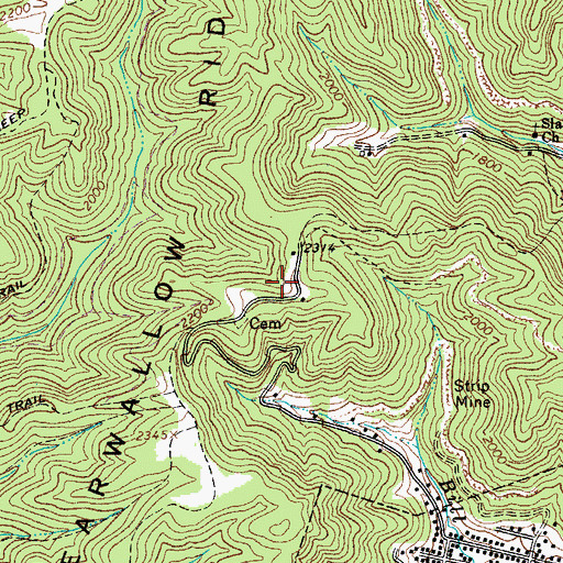 Topographic Map of WPMW-FM (Mullens), WV