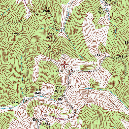 Topographic Map of Browning (historical), WV