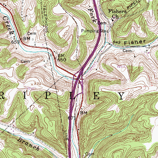 Topographic Map of Interchange 119, WV