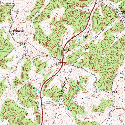Topographic Map of Mentor (historical), WV