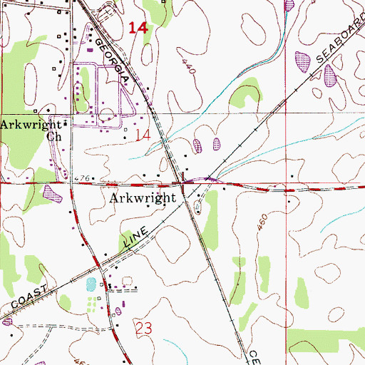 Topographic Map of Arkwright, AL