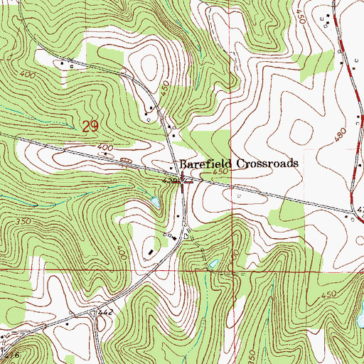 Topographic Map of Barefield Crossroads, AL
