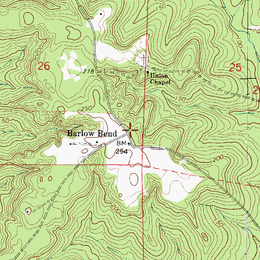 Topographic Map of Barlow Bend, AL